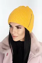 Жіноча тепла шапка з подвійним підворотом, фото 4