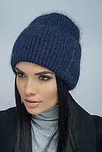 Жіноча тепла шапка з подвійним підворотом, фото 5