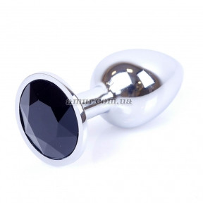 Анальний корок Jewellery Silver Plug з чорним кристалом