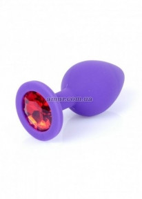 Анальний корок Jewellery Purple Silikon з червоним кристалом