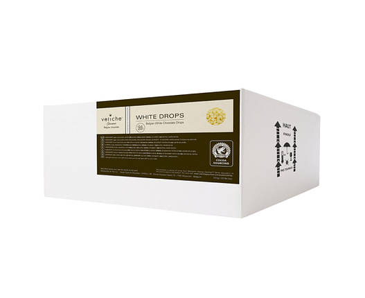 Бельгійський шоколад у дропсах Veliche Gourmet Білий 25% 10 кг Термостабільні, фото 1