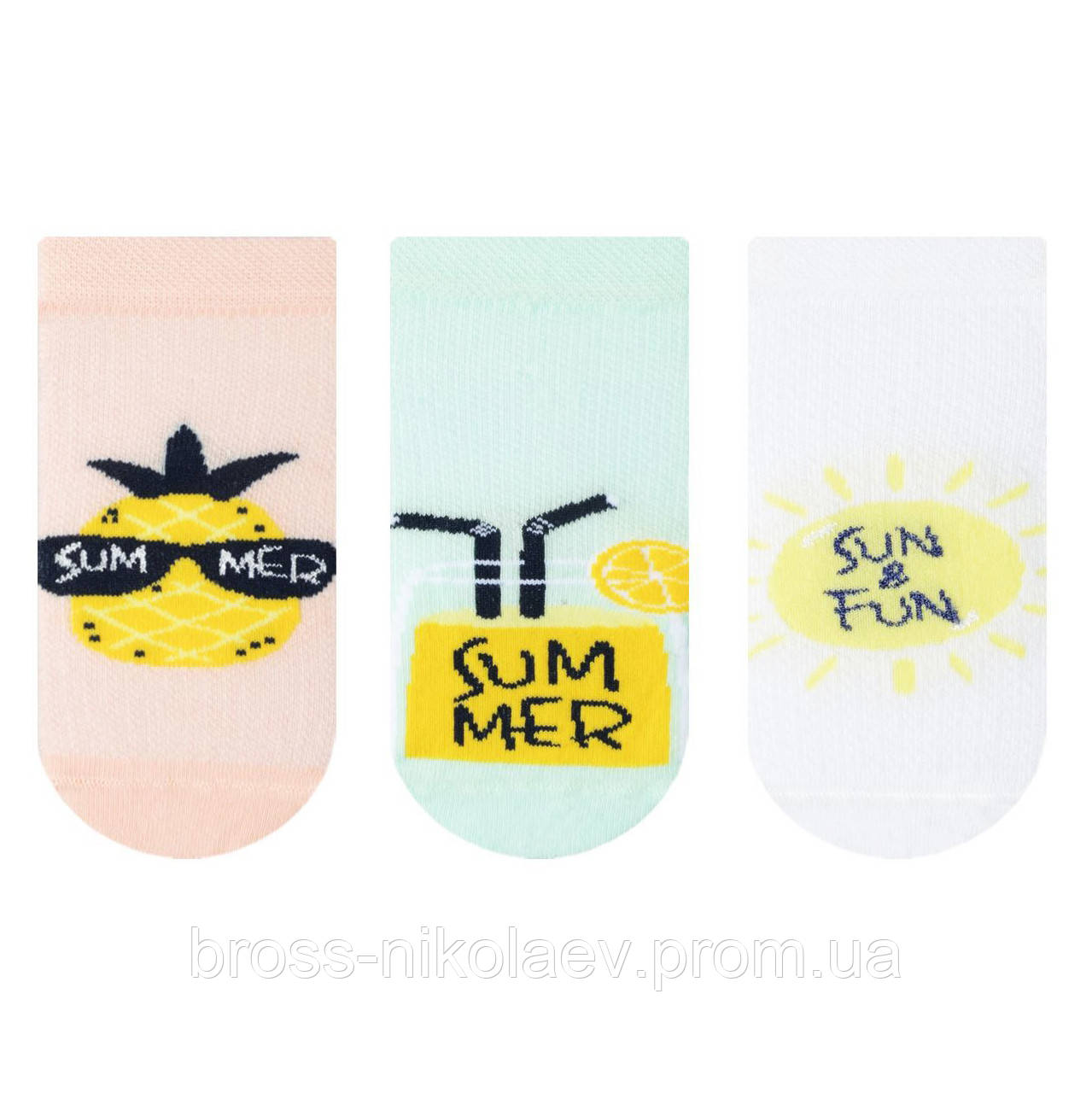 Шкарпетки дитячі короткі СІТКА з малюнками літні носки для дівчинки BROSS