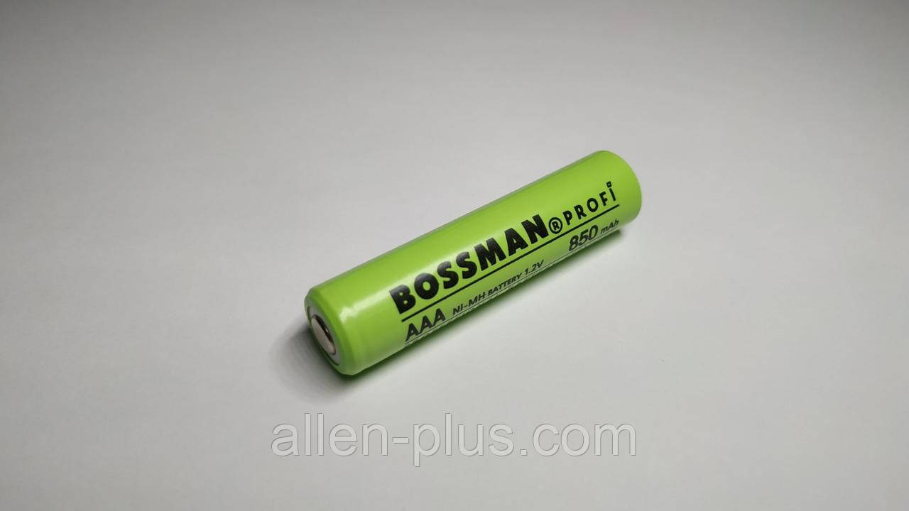 Акумулятор технічний BOSSMAN Profi AAA/HR3 1,2V Ni-MH 850 mAh, під паяння/сварку, плоский плюс, 10x44 мм