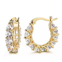 Серьги сережки кольца с камнями женские бижутерия Золотистые ( код: s020y )