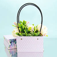 Флорістична сумочка лавандова в горох, з ручкою 16 см на 7 см на 10 см