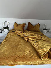 Велюрова постільна білизна Моніка Євро Гірчичний, фото 4