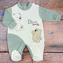 Велюровий чоловічок "Ведмедики" для малюків Розміри: 3,6,9 місяців (03586-1)