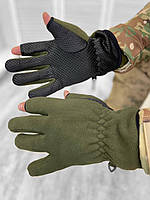 Перчатки зимние двойной флис хаки / Тактические зимние перчатки двойной флис цвет хаки (арт. 12279)