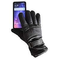 Спортивные сенсорные водоотталкивающие перчатки с манжетом и ремешком на меху XL