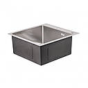 Мийка для кухні інтегрована Lidz Handmade H5050 (LDH5050BRU35375) Brushed Steel 3,0/1,0 мм, фото 5