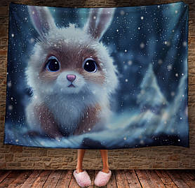 Плед з 3D принтом Зайчик в зимовому казковому лісі Символ 2023 150х200 см.