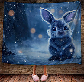 Плед з 3D принтом Зайчик в зимовому казковому лісі Символ 2023 150х200 см.