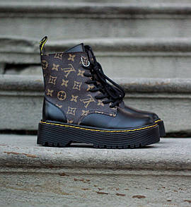 Черевики жіночі коричневі  демісезонні Dr.Martens Jadon Louis Vuitton Premium (04917) 40