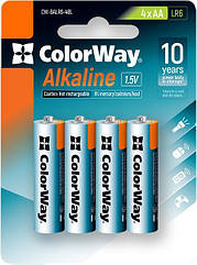 Батарейки AA  Colorway Alkaline Power (4шт/уп) лужні, blister (CW-BALR06-4BL) (код 131621)