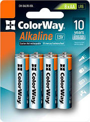 Батарейки AA  Colorway Alkaline Power (8шт/уп) лужні, blister (CW-BALR06-8BL) (код 131622)