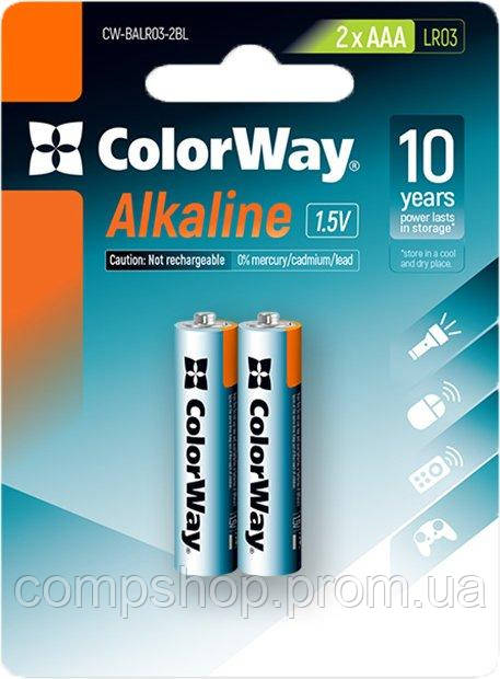 Батарейки AAA  Colorway Alkaline Power (2шт/уп) лужні, blister (CW-BALR03-2BL) (код 131624), фото 1