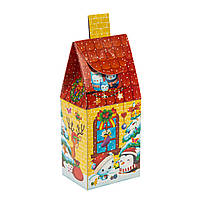 Новорічна коробка для цукерок "Будиночок з каміном" червоний (на 350 г)