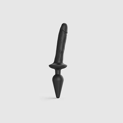 Анальна пробка з дилдо Strap-On-Me SWITCH PLUG-IN REALISTIC DILDO BLACK — L (м'ята упаковка)