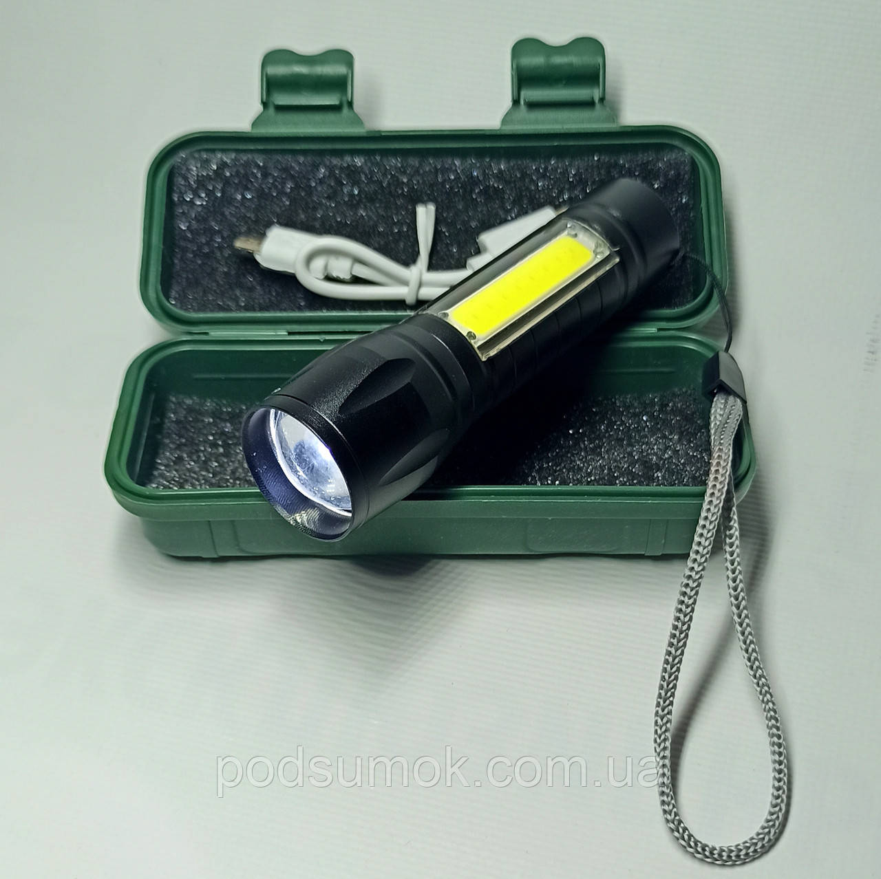 Світлодіодний ручний ліхтарик, яскравий на акумуляторі USB ліхтар кишеньковий BL чорний