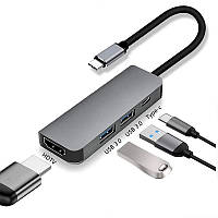 USB 3.1 Type-C хаб разветвитель юсб концентратор 4 в 1 4K Hdmi 2xUSB 3.0 и PD Type c зарядка