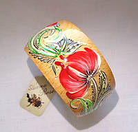 Деревянный браслет на руку ручной работы "Красный Тюльпан"