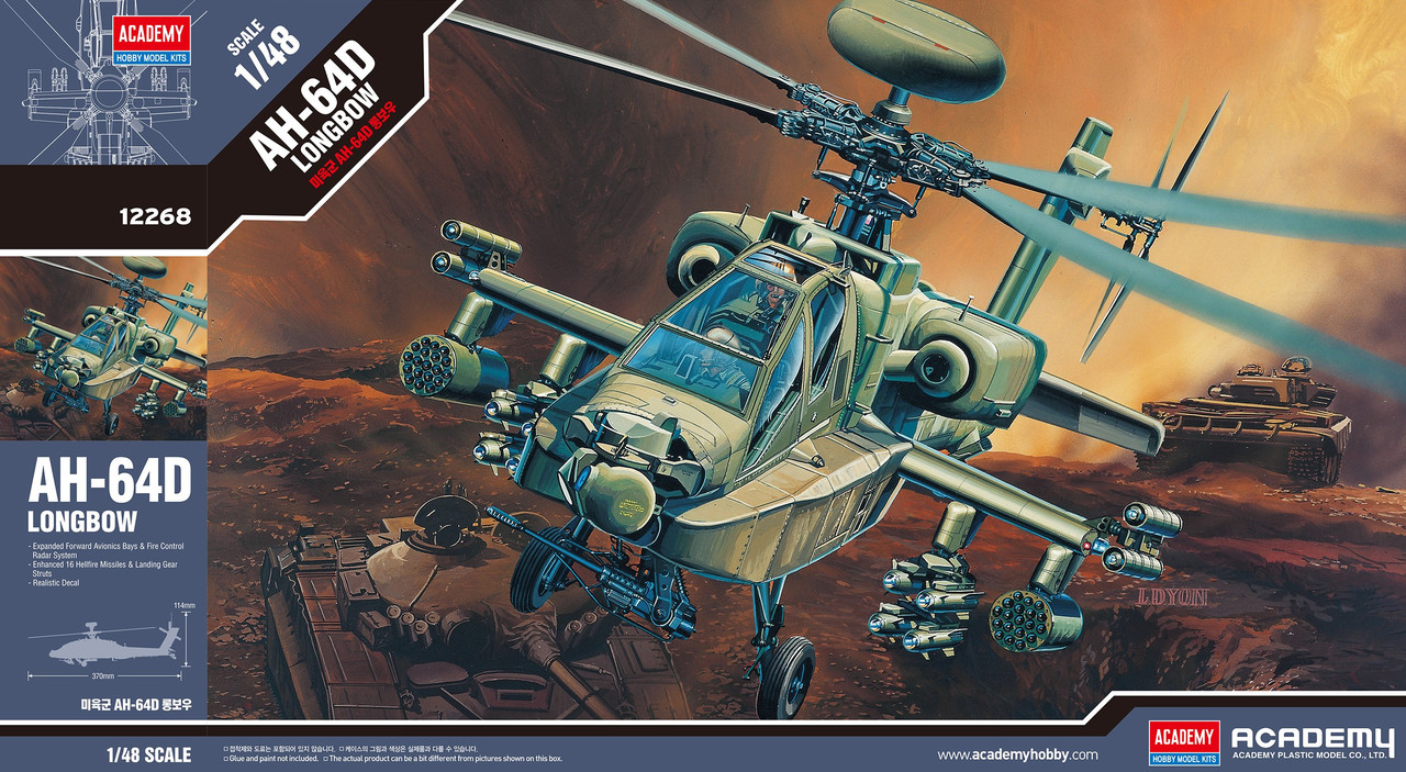 AH-64D LONGBOW. Збірна модель вертольота у масштабі 1/48. ACADEMY 12268