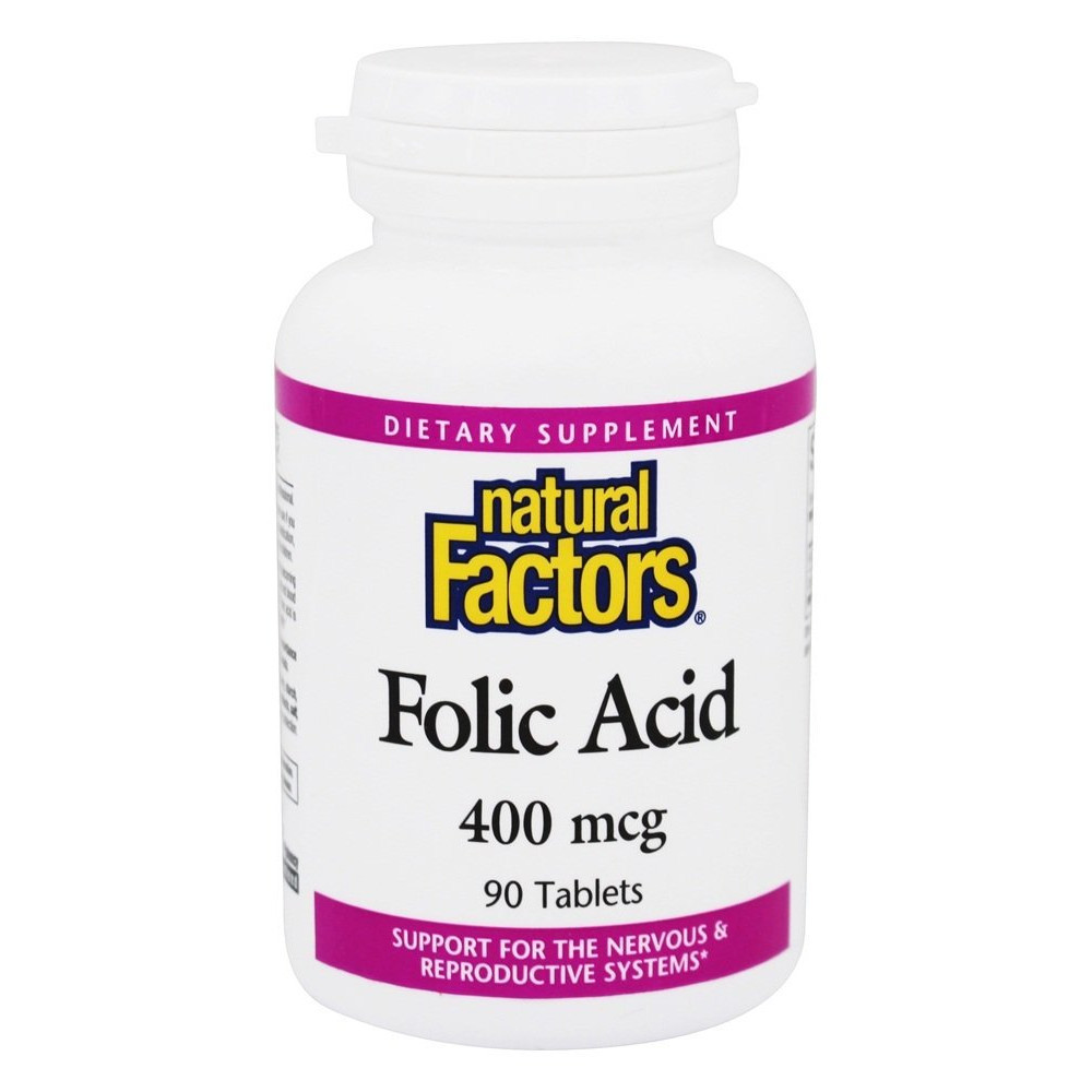 Фолієва кислота Natural Factors Folic Acid 400 mcg 90 Tablets