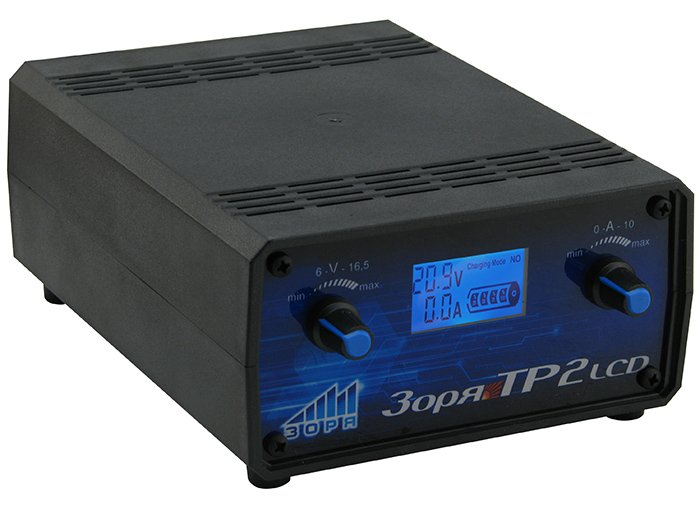 Зарядний пристрій трансформаторний ЗОРЯ 6-19В 0-9А 32-120 А/год РК дисплей, фото 1