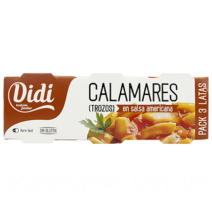 Кальмар в американському соусі Діді Didi en salsa americana 3*80g 30шт/ящ (Код: 00-00013021), фото 1
