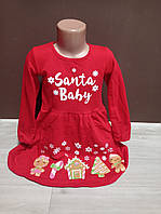 Сукня утеплена з мікроначісом новорічна для дівчинки 1-5 років червона