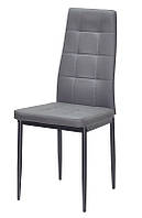 Мягкий кухонный стул Windy BK (Винди) серый кожзам на черных металлических ногах
