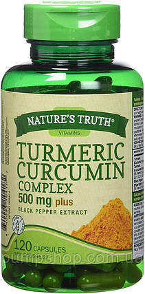 Куркума з куркуміном Nature's Truth Turmeric Curcumin Complex 500 мг Plus Black Pepper Extract 120 капс., фото 2
