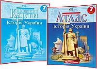 7 клас. Комплект Атлас+Контурна карта. Історія України. Рекомендовано МОНУ. Картографія