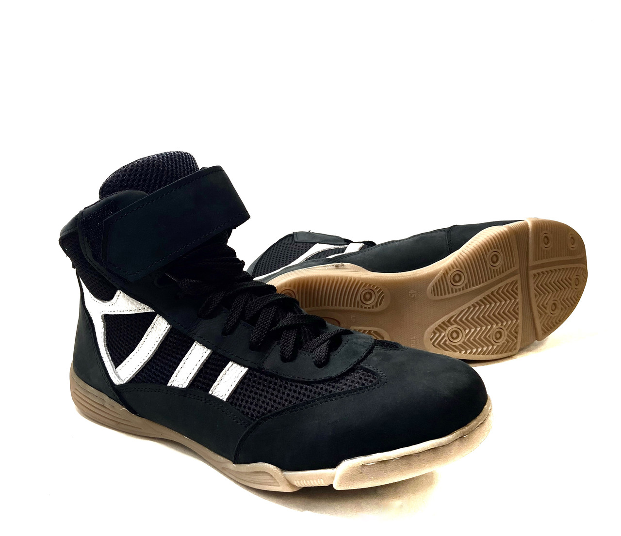 Боксерки короткие, обувь для бокса KROK SP 12.1, 43 размер, черные с белым - фото 3 - id-p1668134186