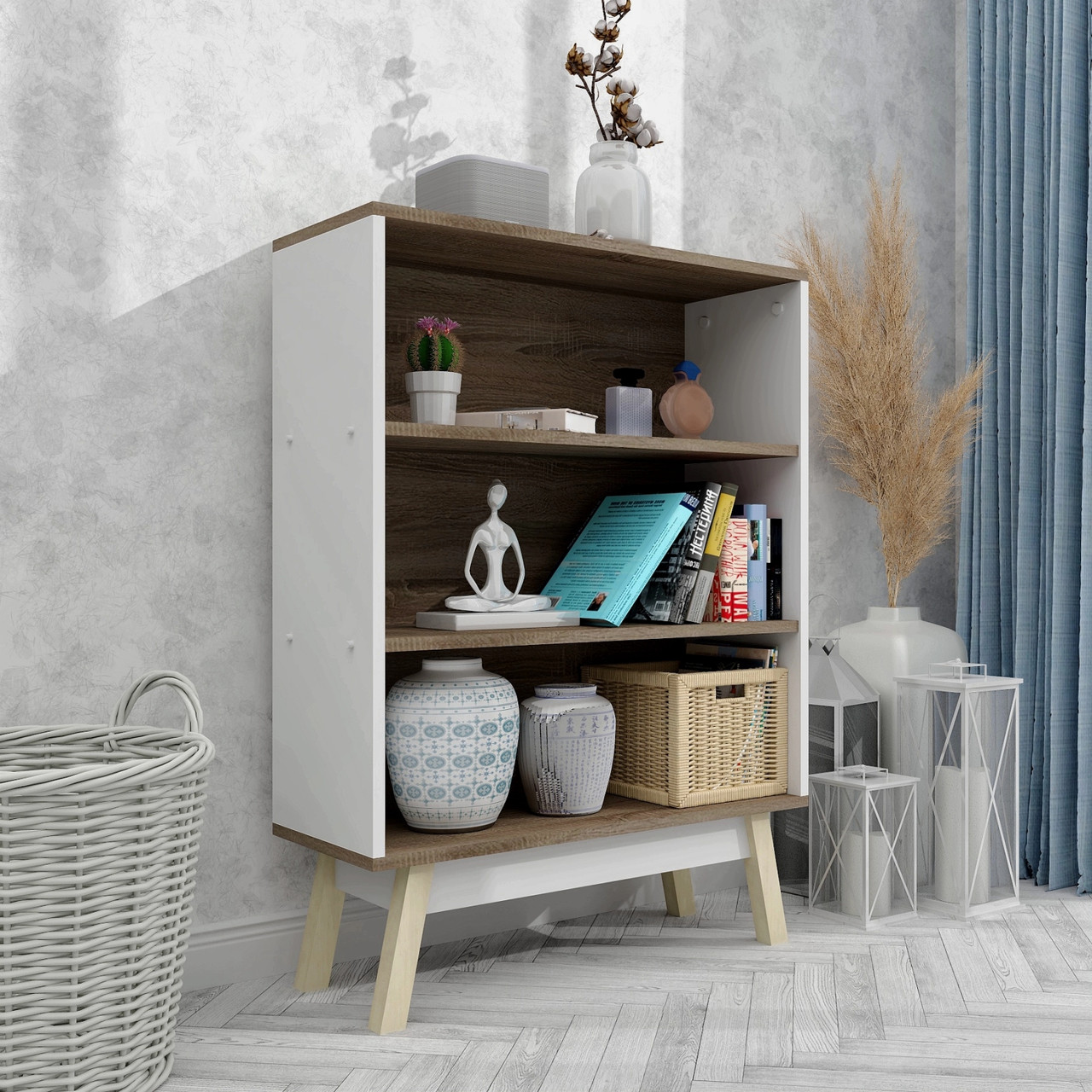 Сучасна книжкова шафа стелаж FLASHNIKA W3 (725мм x 270мм x 985мм), фото 1