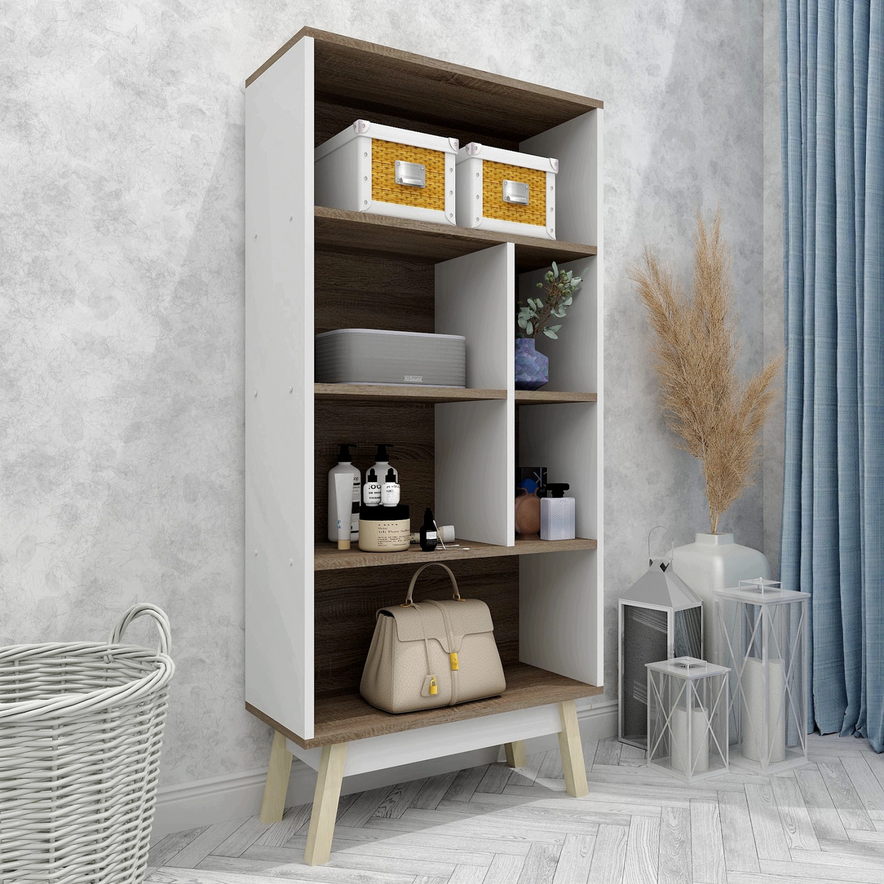 Сучасна книжкова шафа стелаж FLASHNIKA W13 (635мм x 270мм x 1360мм), фото 1