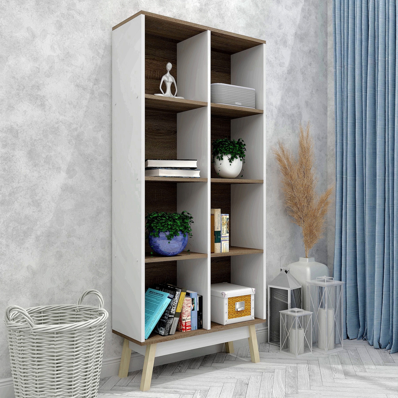 Сучасна книжкова шафа стелаж FLASHNIKA W21 (700мм x 270мм x 1600мм), фото 1