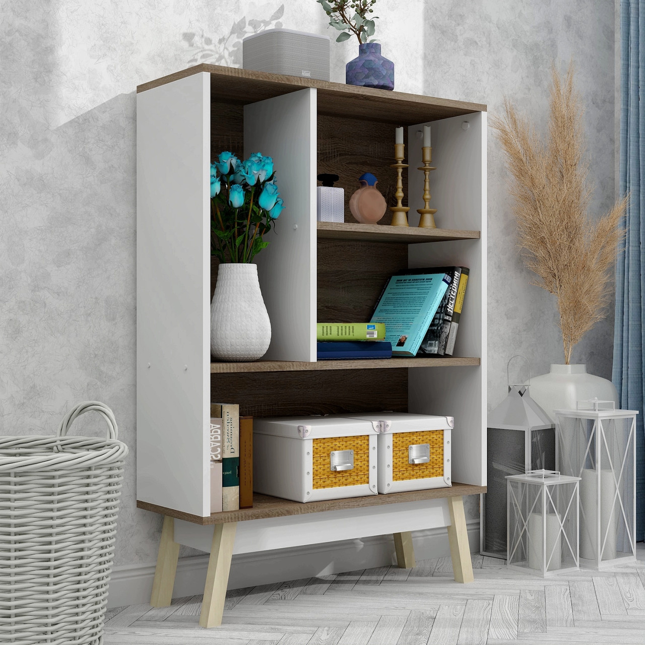Сучасна книжкова шафа стелаж FLASHNIKA W9 (735мм x 270мм x 1068мм)