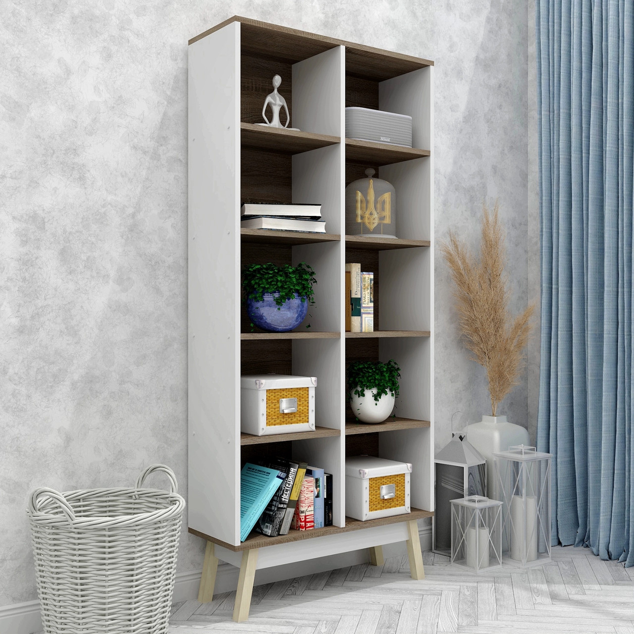 Сучасна книжкова шафа стелаж FLASHNIKA W22 (735мм x 270мм x 1645мм), фото 1