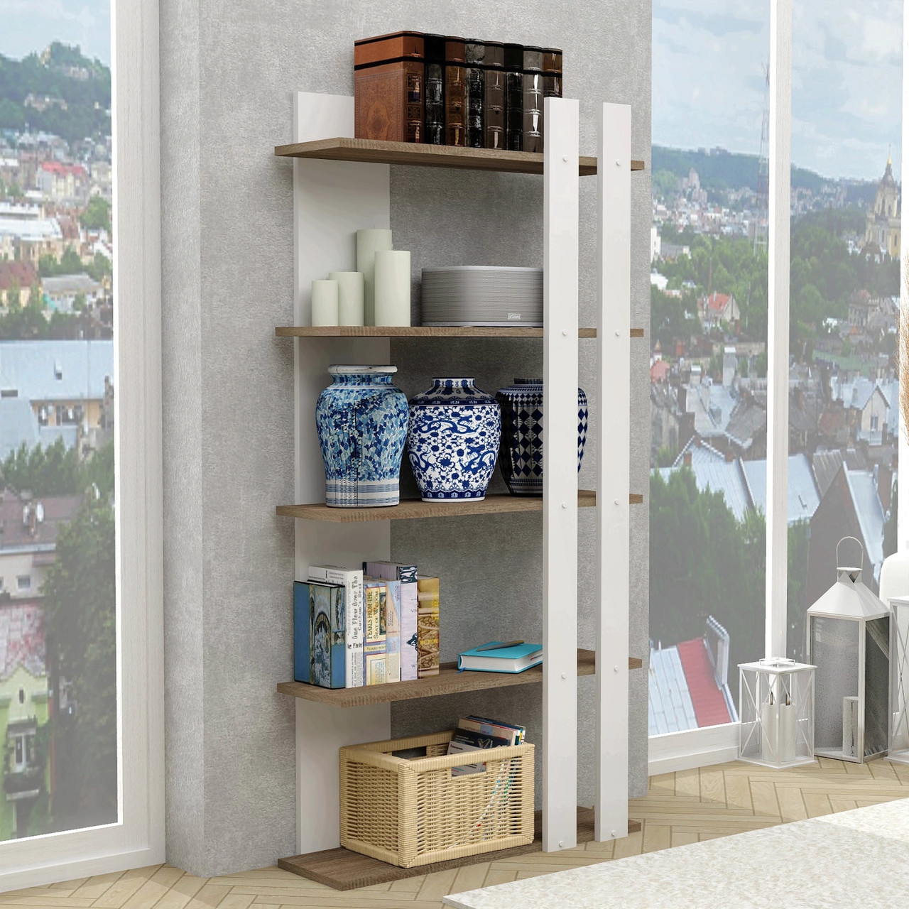 Сучасна книжкова стелаж FLASHNIKA D9 (700мм x 232мм x 1380мм), фото 1