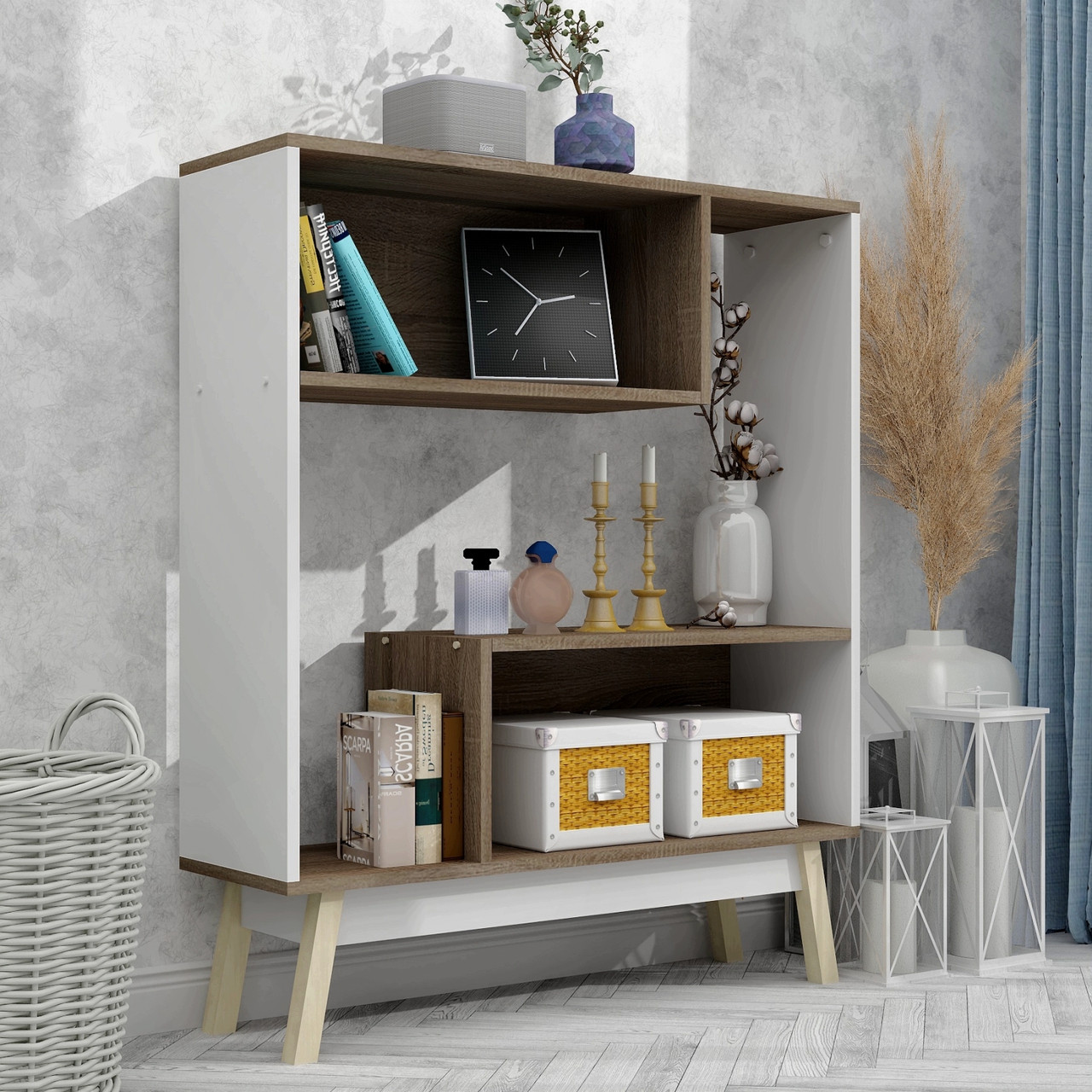 Сучасна книжкова шафа стелаж FLASHNIKA W10 (900мм x 270мм x 1075мм), фото 1