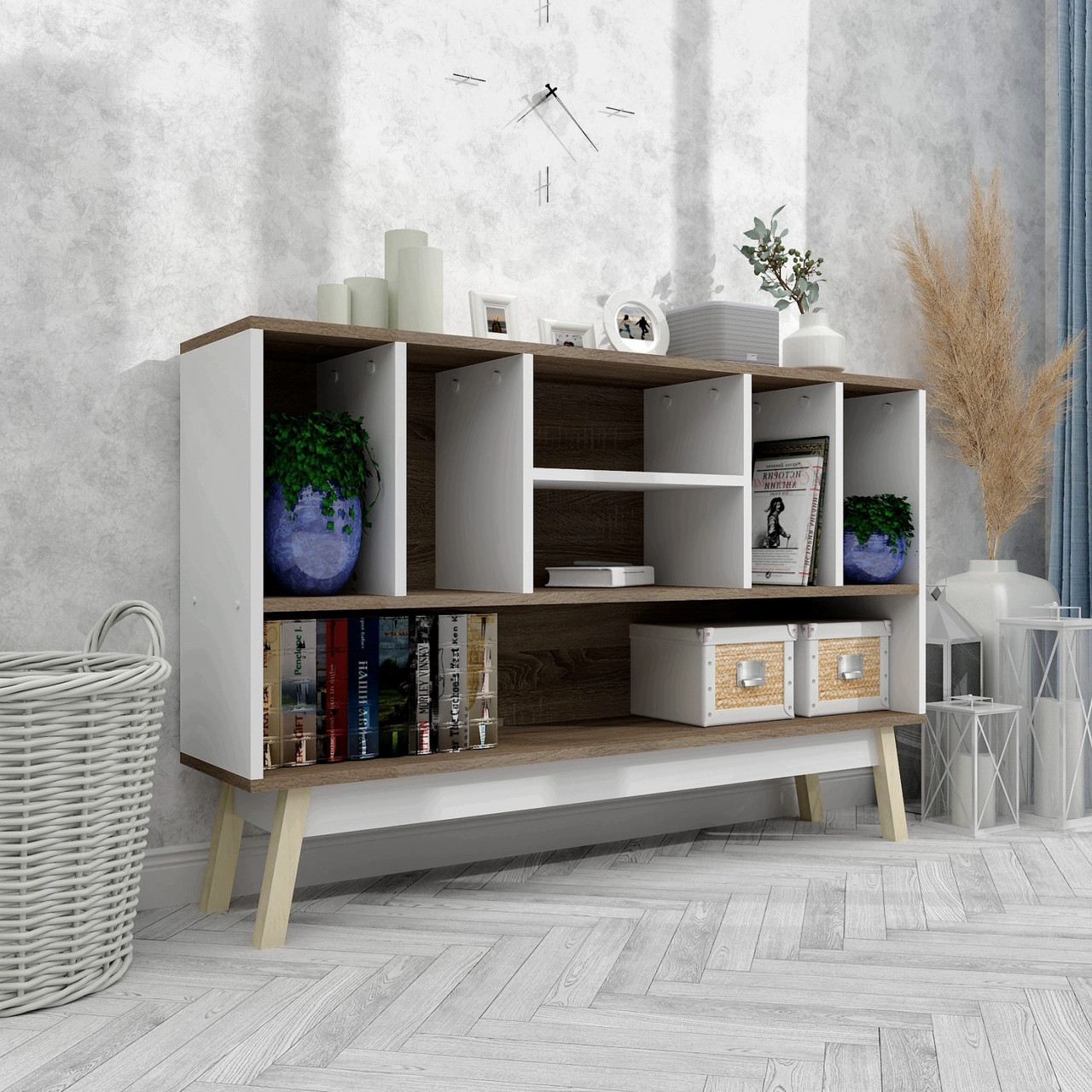 Сучасна книжкова шафа стелаж FLASHNIKA W12 (1200мм x 270мм x 780мм), фото 1