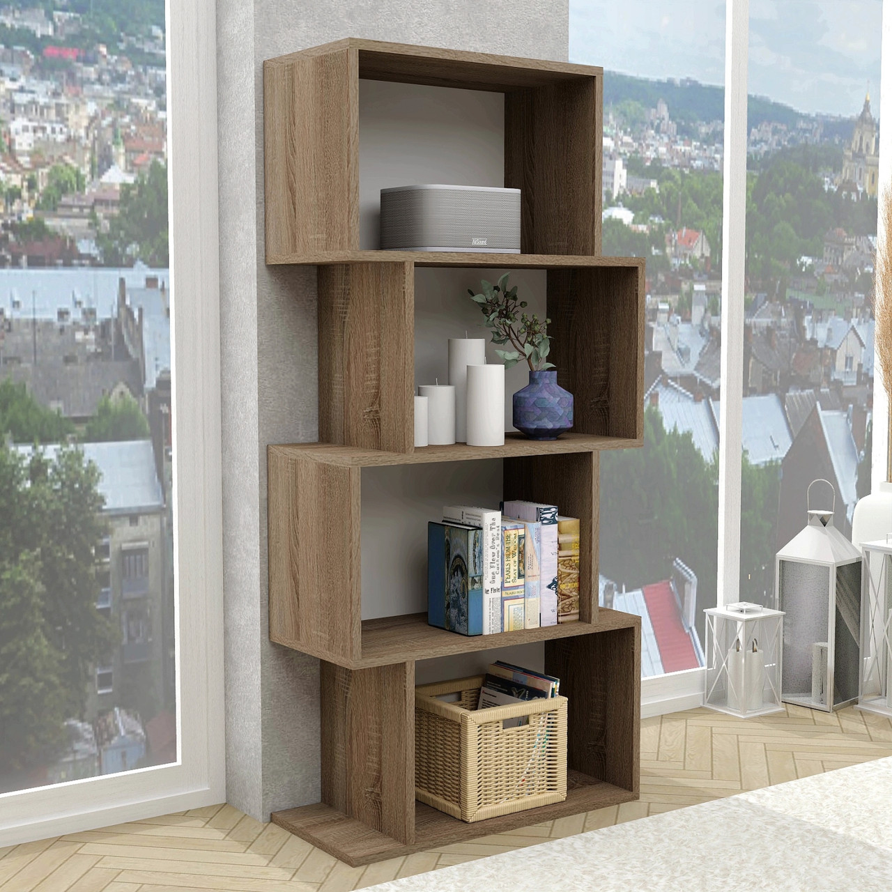Сучасна книжкова шафа стелаж FLASHNIKA D11 (600мм x 270мм x 1280мм), фото 1