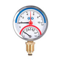 Термоманометр радиальный Gross (0-10 bar), D=80мм, 1/2
