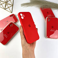 Чехол на Айфон 11 с квадратными бортами. Case for iPhone 11 Red. Красный (14)