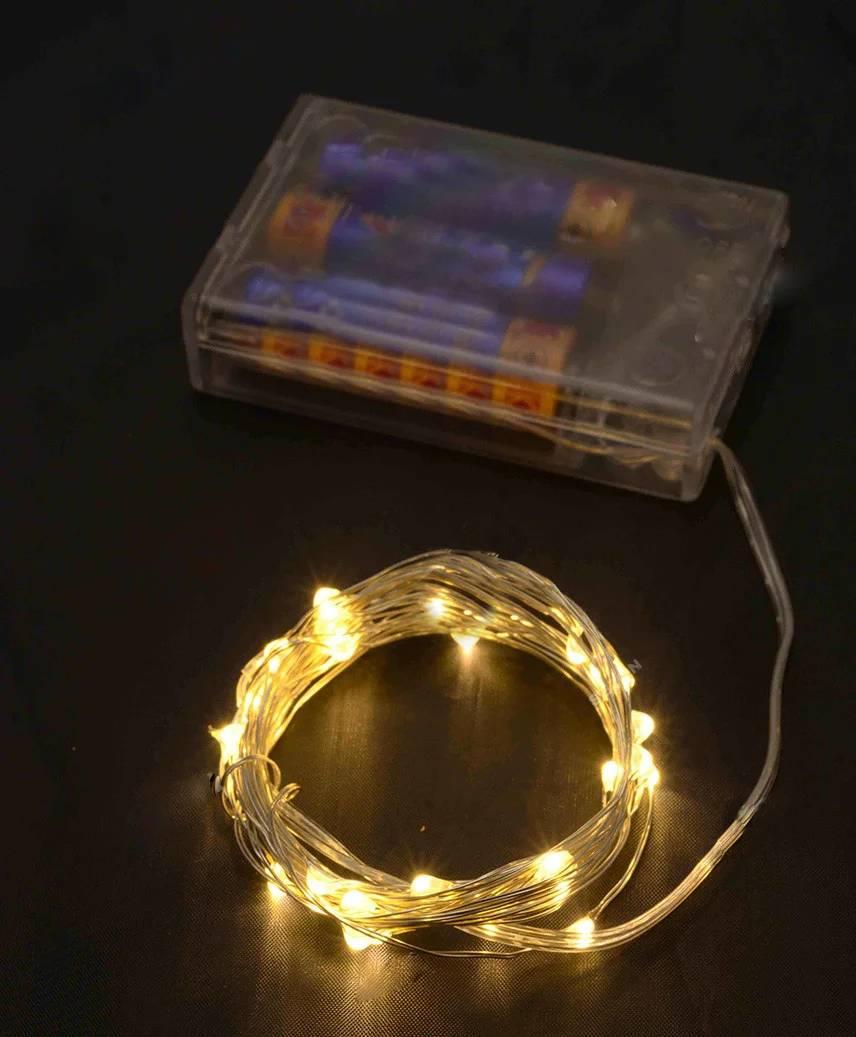 Гірлянда РОСА на батарейках нитка 100LED, 10метров, Теплий Білий колір