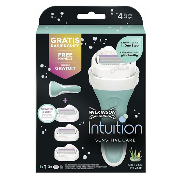 Станок для гоління бритва Wilkinson Intuition Sensitive Blades 1+3 шт багаторазовий пластиковий
