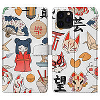 Чохол-книжка на Apple iPhone (Японський стиль, орігамі, кои, маски, кокесі) 6|6S|7|8|X|Xs|Xr|11|12|SE|13 Plus Plus, Pro, Max, Mini