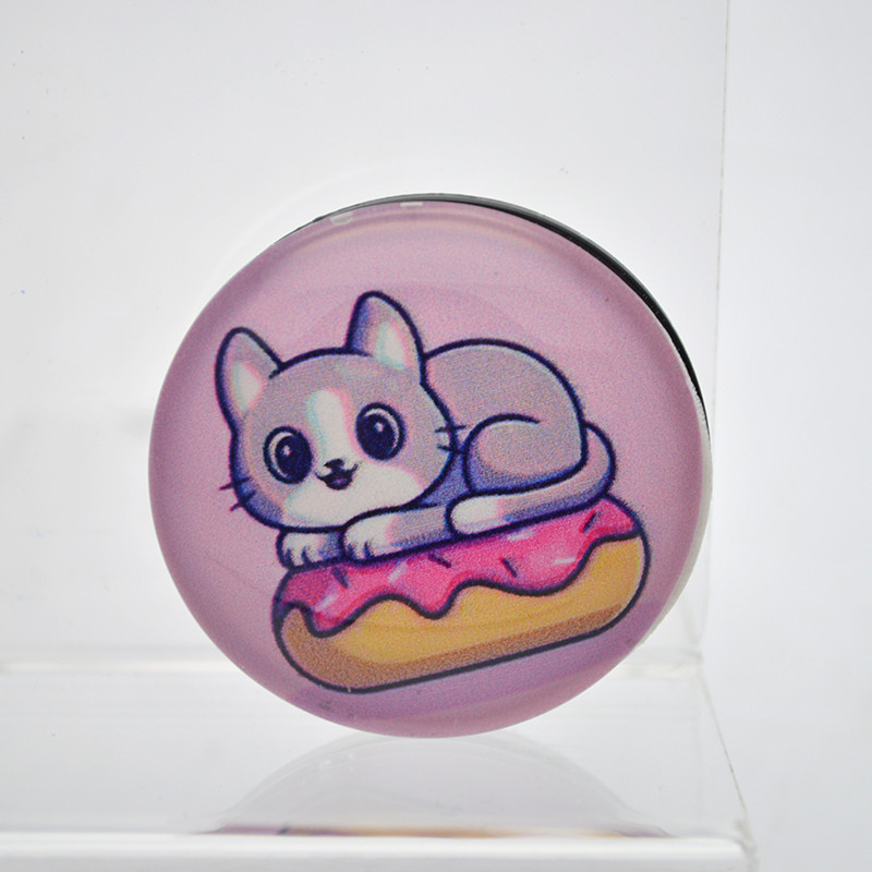 Універсальний тримач для телефона PopSocket (попсокет) Glass 3D Kitty No28