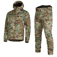Військовий чоловічий волого-вітрозахисний костюм SoftShell (куртка та штани) Мультикам S